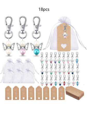 18pcs/Set Random Color Guardian Angel Decor Pendant DIY Accessory, Wedding Birthday Party Favor Gift Keychain School