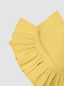 女士针织白色优雅性感荷叶边上衣和裙子套装，夏季日常服装，女士度假服装，辣妹服装 - 黃色 - 查看 5