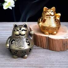 1pc Cute Feng Shui Maneki-Neko Incense Burner, Brings Good Luck, Can Be Used With Incense Stick Holder, Decorative Figurine, Home Decor, Room Aesthetics, Creative & Unique Gifts For Women, New Store Opening Presents - Multicolor - View 3