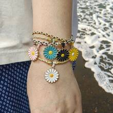 1 Pc Bohemian Woven Daisy Bracelets For Beach & Graduation Trips – Perfect For Gifting, Daily Wear, Bringing Luck & Good Wishes, Ideal For Beach Vacations & Graduation Parties
