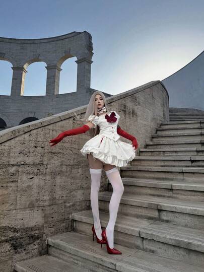 Nouveau costume de scène de poupée gothique sanglante pour Halloween, costume de servante Lolita