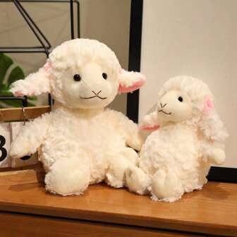 1 pieza Muñeco de peluche realista de cordero, muñeco de peluche suave y esponjoso de oveja, regalo de muñeco consolador para niños, cumpleaños