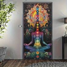 1pc Bohemian Chakra Meditation 2D Door Banner, Multi-Purpose, Versatile Holiday, Easter, Universal Design, Requires No Power, Colorful 2D Spring/Summer Banner, Suitable For All Room Decoration