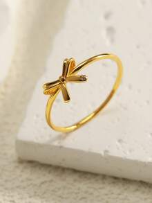 BALMORA 1入流行簡約風S925純銀蝴蝶結戒指金戒指配飾，母親節禮物精美珠寶