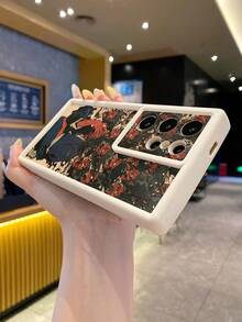 动漫单件米色磨砂防摔手机壳，带搞笑掌心怪兽图案，适用于 16/16e、Redmi、Infinix、Vivo