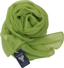 2025PANTONIGHT Long Chiffon Sheer Scarf For Womens - 068 Plain Green - View 3