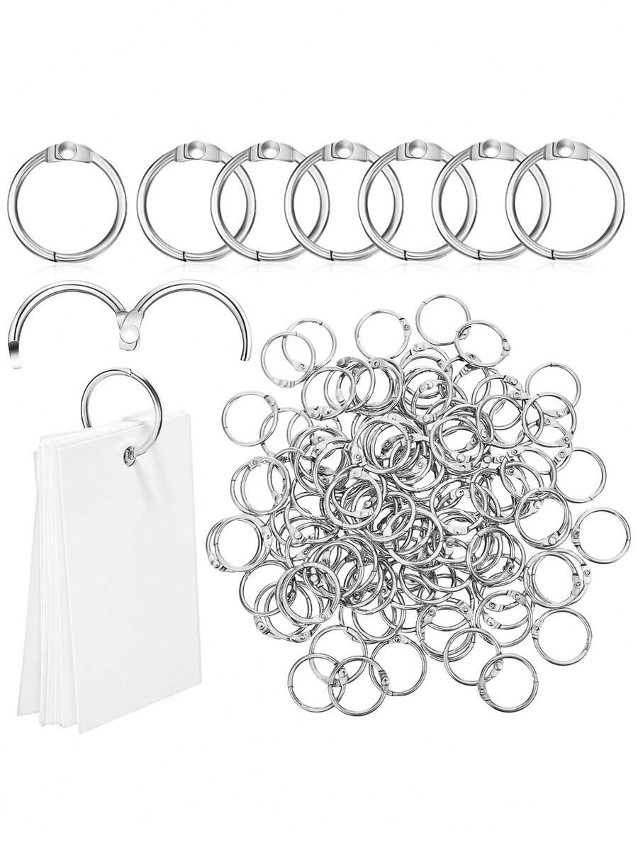 20pcs Loose Leaf Binder Rings, Key Chains, Key Rings, Outer Diameter 2cm, Inner Diameter 1.5cm, Wire Diameter 2mm, Suitable For Index Cards, Flash Cards, Notebooks, Photos, Scrapbooks, Home Office Supplies - Multicolor - View 1