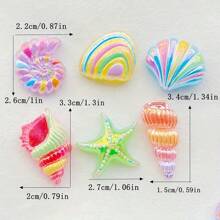 6/12/18pcs Resin Ocean Series Shiny Cartoon Rainbow-Colored Shell, Starfish Statue, Holiday Theme Scrapbooking DIY Decorations, Home Decor, For Valentine's Day, Christmas, Graduation, Easter, Indoor Use, Various Room Types - Random Mix