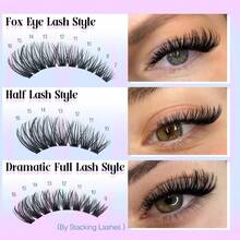 Lash Extension Kit 50D 80D Cat Eye Lashes Clusters Kit 7-16mm Wispy Cluster Eyelash Extensions Kit D Curly Eyelash Clusters 240pcs Individual Lashes With Bond And Seal Lash Tweezers DIY Lash - D - View 6