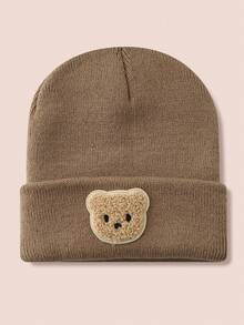 1 件可爱熊图案婴儿针织帽，儿童针织帽，适合男孩和女孩，适合户外和日常穿着，秋冬 - 彩色 - 查看 22