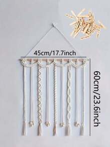 1pc Macrame Boho Tassel Photo Frame Wall Hanging Clip Room Decor, Bohemain Floating Picture Frames Display, Notes Hair Manager Organization And Storage, Collage, Bedroom Decor, Used For Home Dormitory Living Room House Decoration Clips, Wedding Party Birthday Back To School Supplies Thanksgiving Christmas Holiday Essentials Gift Home Decor