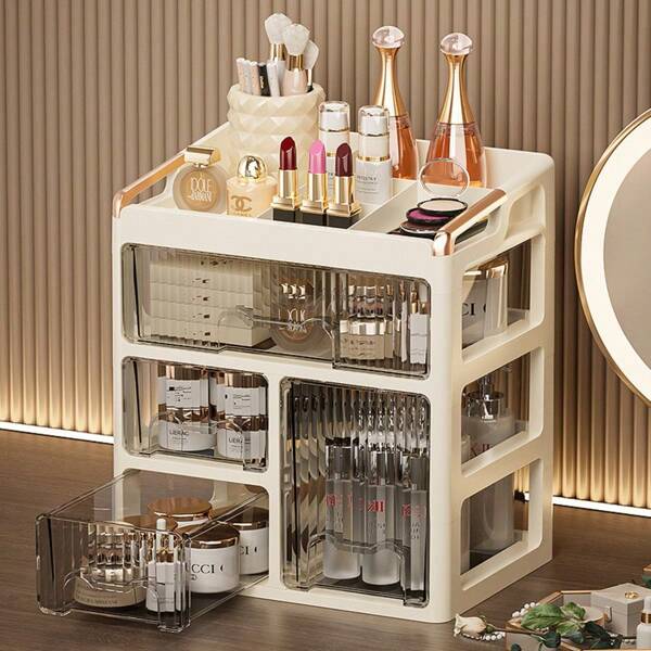 New Makeup Organizer Box, Stylish Vanity Drawer Storage Unit For Skincare, Cosmetics And Beauty Products