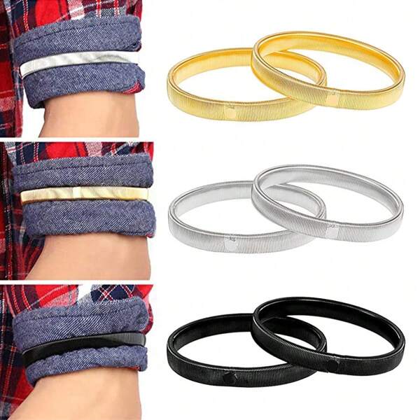 3 Packs (6PCS/Pack) Shirt Sleeve Holder Arm Band Elastic Metal Armbands Men Lady Women Fashion