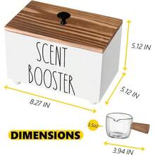 Hkr5810 Laundry Scent Booster Container Farmhouse Scent Beads Storage Organization Rustic Wood Dispenser For Clothing Fragrance Beads Laundry Room Powder Box Laundry Detergent Organizer Bin - 白色和燒木色 - 查看 6