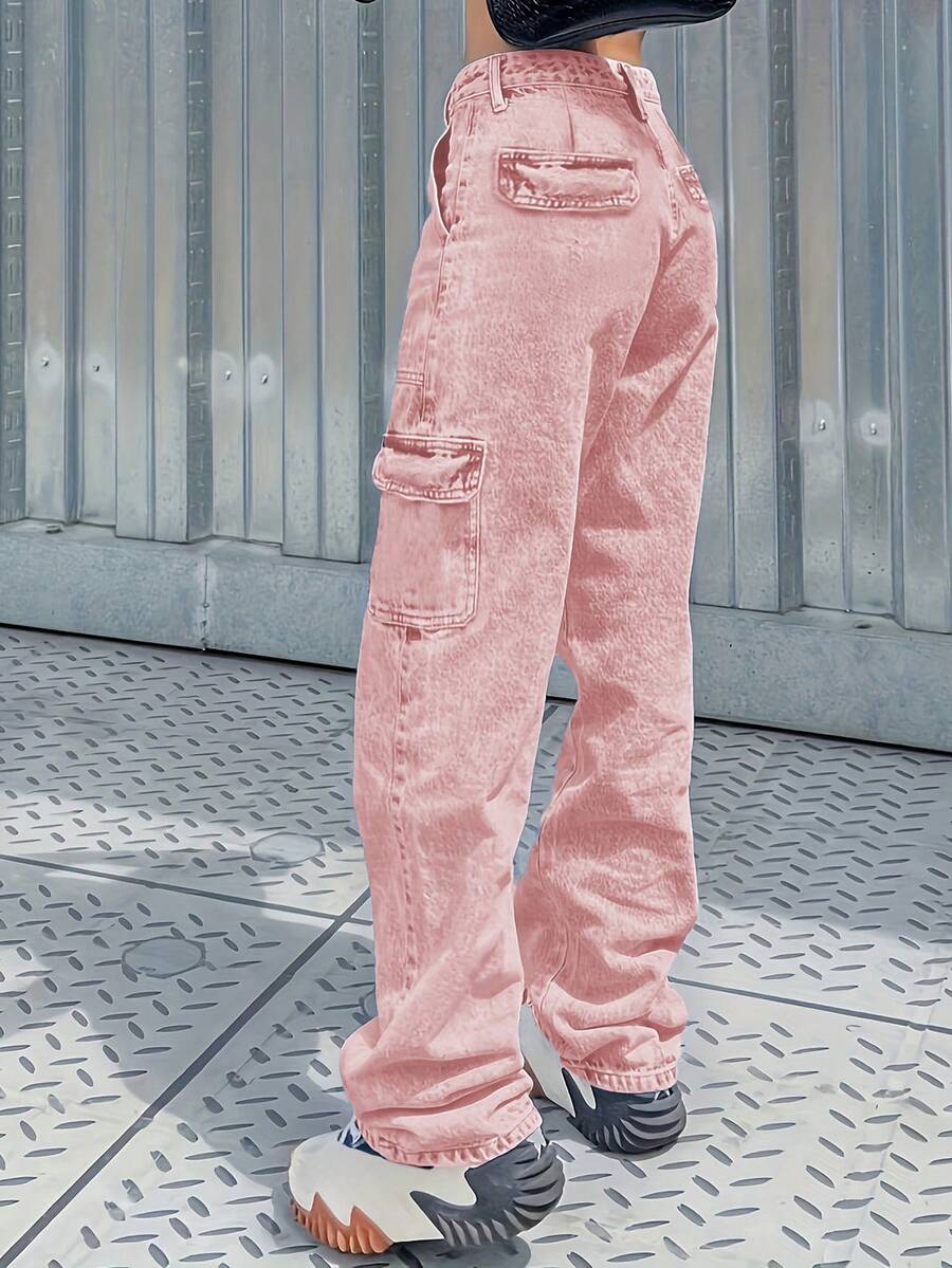 American Minimalist Flattering Utility Jeans Casual - Pink - View 1