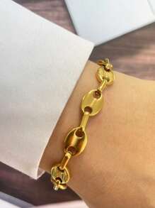Pulseira dupla STYLEVER com fivela de ferradura dourada, cravejada com diamantes coloridos, corrente de aço inoxidável, combinada com pulseira estampada, estilo único e requintado