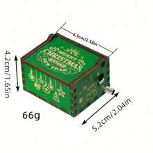 1 Caja de música de Navidad, Caja de música de mano, Caja de música de madera de Navidad miniatura de estilo vintage con grabados, Decoración navideña, Regalo de Navidad y Año Nuevo para hombres y mujeres
