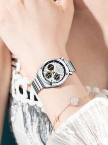 MINIFOCUS 1pc Fashion Elegant Ladies Watches Top Brand Luxury Multifunctional Small Dials Business Casual Quartz Watch For Women Stainless Steel Strap