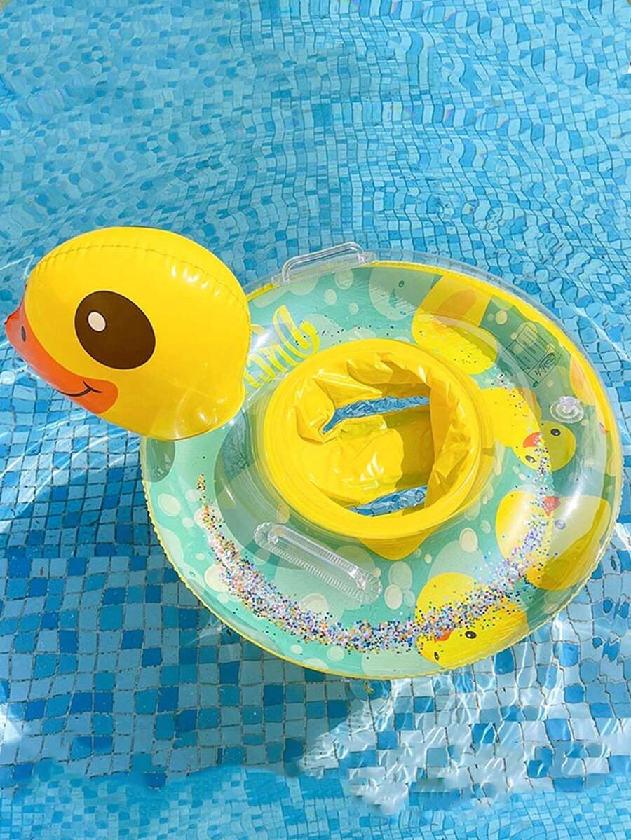 1 chiếc phao bơi cho bé, đồ chơi dưới nước hình vịt vàng bơm hơi, vòng tròn nổi có tay cầm, phao bơi trẻ em. - Nhiều màu - Xem 1