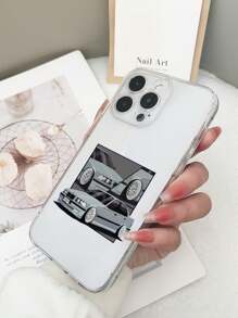 1 pieza Funda de teléfono con diseño de auto pintado, transparente y a prueba de golpes, compatible con iPhone 15/15Pro/15Plus/15ProMax/16/16Pro/16Plus/16ProMax, Galaxy S23 Ultra/A14/A24, Redmi Note 12Pro, Pixel 8/8Pro
