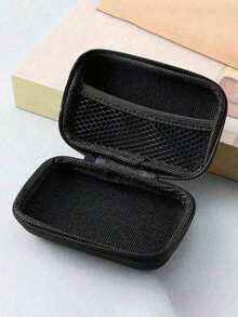 A Portable Mini Storage Bag With Y2k Silver Bow Decoration Elements, Waterproof And Drop Resistant Eva Material Hard Shell Camera Case, Shockproof Storage Box, Suitable For Storing Digital Cameras And Digital Products, Can Store Headphones, Data Cables - Black - View 2