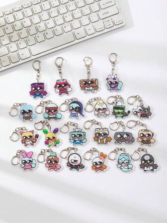 1 Pc Acrylic Cute Cartoon Dandy'S World Purple Video Game Theme Keychain Pendant Backpack Ornament/Bag Accessories/School Bag Accessories/Purse Pendant/Friend's Gifts Car Accessories Bag Charm Backpack For School Goth Y2k