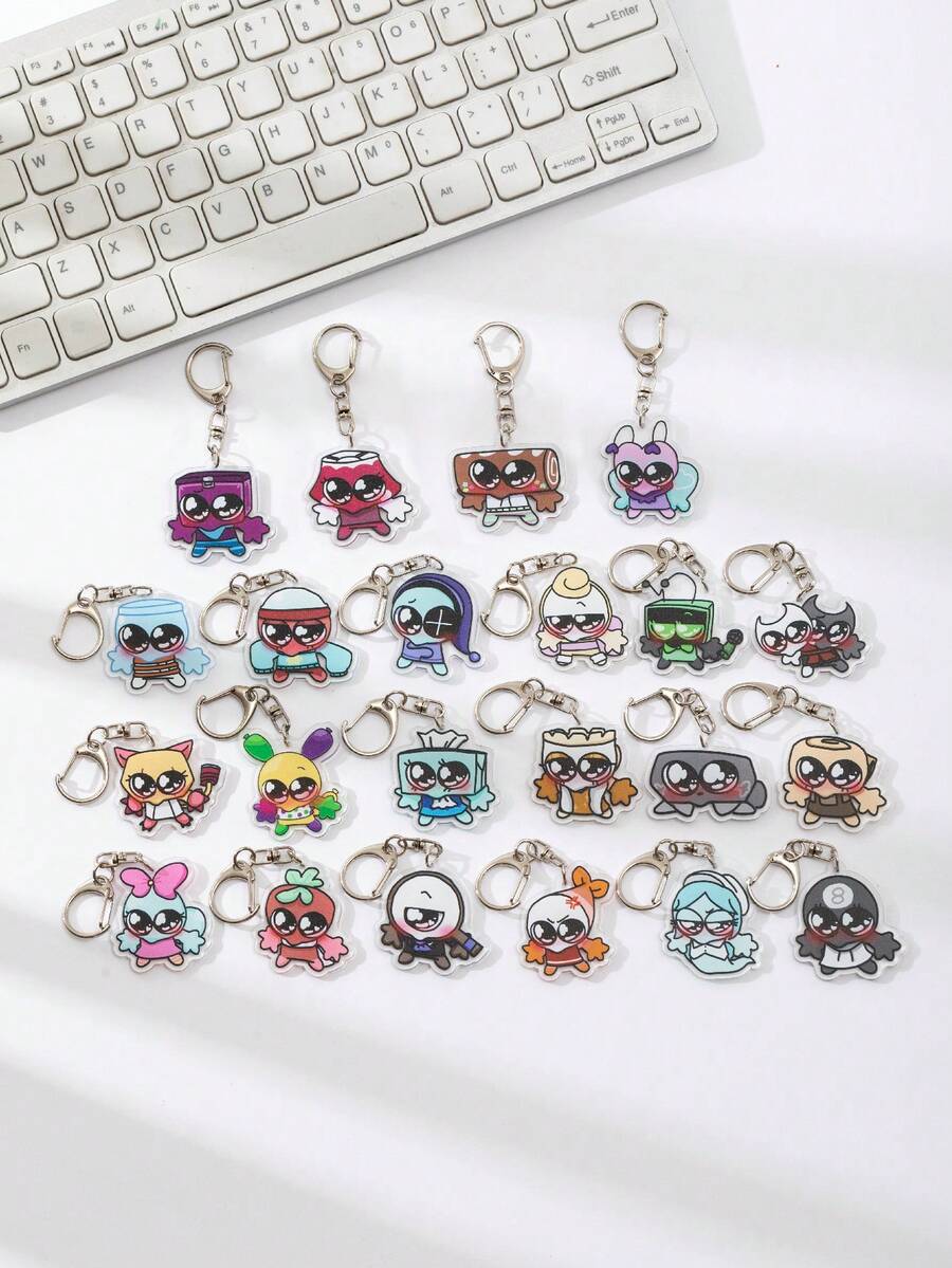 1 件亚克力可爱卡通 Dandy'S World 紫色视频游戏主题钥匙扣吊坠背包装饰/包包配件/书包配件/钱包吊坠/朋友礼物汽车配件包饰背包适合学校哥特 Y2k - 彩色 - 查看 1