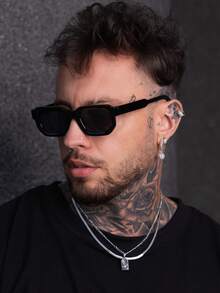 Men's Black Rectangular Sunglasses | Modern Streetwear Style - Vegas - Negro - Ver 1
