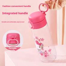 1pc 600ml Hello Kitty 可爱卡通女孩水杯 Tritafe 材质大容量印花塑料杯夏季直饮户外/家用/日常使用