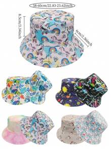 Men's Large Size Bucket Hat Double-Sided Digital Tropical Rainforest Bohemian Style Sun Hat, Polyester Fabric, Quick-Drying, UV Protection, Suitable For Spring, Summer And Autumn