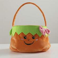 万圣节不给糖就捣蛋蝴蝶结南瓜桶、万圣节南瓜灯糖果篮猫脸蜘蛛桶、不给糖就捣蛋蝴蝶结绿叶礼品篮、篮子收纳、储物盒、万圣节派对装饰用品 - 彩色 - 查看 17