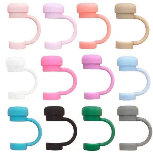 [Tapas reutilizables de silicona para pajitas] 1 pieza/5 piezas/10 piezas (color aleatorio) Conjunto de tapas de silicona para pajitas, ajuste universal, cubiertas reutilizables para pajitas de 10 mm, tapas de silicona a prueba de polvo para pajitas, con accesorios para botellas de agua deportivas
