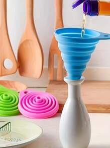 1 pièce d'entonnoir pliable en silicone - conception flexible et gain de place pour une utilisation en cuisine et au restaurant - idéal pour le transfert de liquides, confitures, haricots - sans danger pour les aliments, sélection aléatoire de couleurs