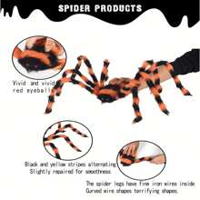 Set de 3 arañas gigantes falsas y espeluznantes para decoraciones de Halloween, decoración exterior e interior de fiestas y habitaciones, suministros de decoración de Halloween, regalo de Halloween