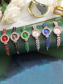 1/6pcs Simple & Casual Fashionable Women's Watch,Round Dial Pointer Quartz Watch A Gift For A Lady As A Gift For Students Returning To School