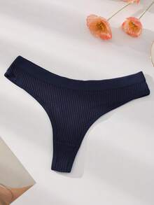 7 Pack Colorful Ribbed Low Waist Sexy Thongs Cotton Comfortable Women's Fashion Underwear Summer Seamless Women's Thong Shorts - Multicolor - View 6