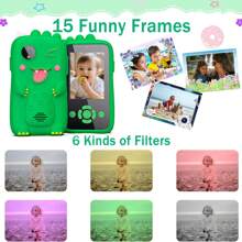 Juguete de teléfono en forma de dinosaurio para niños con cámara HD dual y juegos educativos, funda de silicona resistente a golpes, mejor regalo para niños y niñas de 3 a 12 años (con tarjeta de 32 GB)