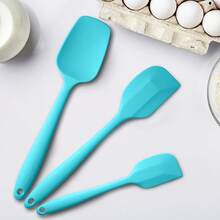 Juego de espátulas de silicona, volteadores, pinzas, utensilios de cocina, espátulas resistentes al calor para cocinar, mezclar, hornear, libres de BPA, seguros para lavavajillas, negro - Macaron azul - Ver 5