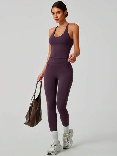 NcmRyu 1 Conjunto de Top Camisola y Leggings de unicolor para Mujer