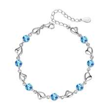 Disney 925 Sterling Silver Bracelet, Ocean Heart Bracelet, Simple Adjustable Bracelet Jewelry, Valentine's Day Gift, Holiday Gift