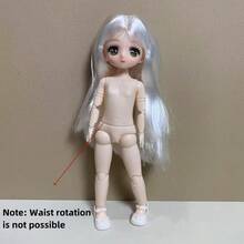 9.06英寸时尚女孩娃娃BJD娃娃可爱化妆可拆卸关节裸色OB11 DIY女孩礼物玩具，卡哇伊卡通动漫3D真眼漫画脸服装娃娃，生日圣诞新年惊喜礼物 - 彩色 - 查看 16