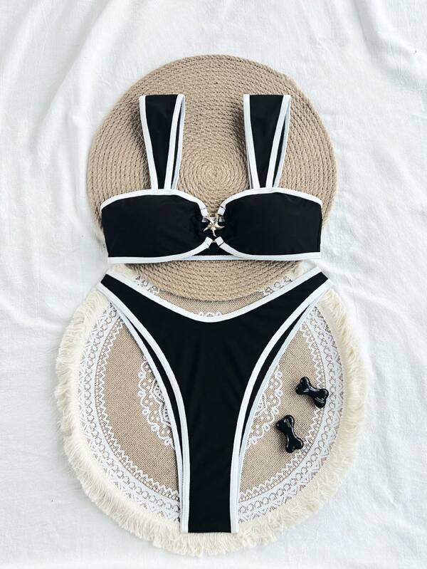 Conjunto de bikini sexy con color degradado para mujer