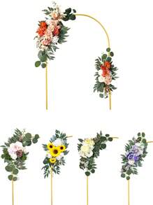 2pcs/Wedding Arch Flower, Rustic Faux Floral Charm For Frieze, Green Leaf Rose Peony Door Wreath, Home Decor, Wall Decor, Anniversary Decor, Party Birthday, Mother's Day Gift