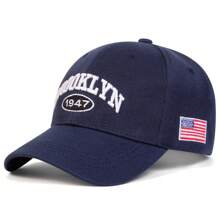 1 Stück Herren BROOKLYN 1947 Buchstaben & amerikanische Flagge Stickerei Baseball Kappe, Straßenmode Lässig Hut für Frühling/Herbst Outdoor, Reise, Strand