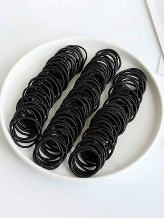 100 Pcs Simple Black Elastic Hair Ties, Versatile & Convenient Hair Accessories For Women, Suitable For Daily, Holiday, Vacation, Hair Tie ,Hair Accessories, Ponytail Holders, Hair Elastics, Hair Rubber Bands