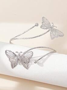 1 Pc Unique Asymmetrical Butterfly Design Minimalist Bracelet/Armband, European And American Style Jewelry Suitable For Women Daily Or Party Wear