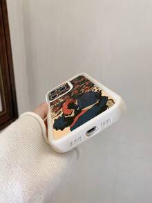 动漫单件米色磨砂防摔手机壳，带搞笑掌心怪兽图案，适用于 16/16e、Redmi、Infinix、Vivo