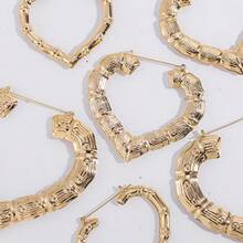 1 Set Bamboo Knot Heart Shaped Exaggerated Alloy Earrings, 3pcs/Set - Yellow Gold - View 2