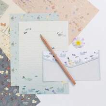 OT-NVWOZR 93er Set Briefpapier und Umschläge, 30 Umschläge + 60 Briefpapier + 36 Aufkleber, A5 Vintage Blumen Briefpapier, Briefpapier, Briefpapier Set für Einladungskarten