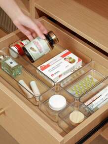 1/4pcs Simple Transparent Drawer Storage Box, Small Items Organizer Stackable Boxes Sun Travel Cool For Women Storage Organizer Travel Essentials Back To School Dormitory Storage